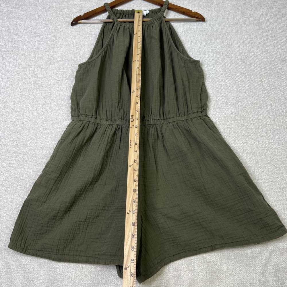 Gap 100% Cotton Romper Green Tea Boho Lagenlook Coastal Gauze Women's Size L - Picture 7 of 8